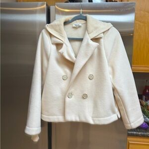 Women’s Soft White fleece Double-Breasted Jacket